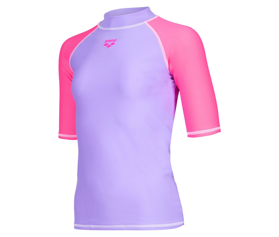 Liliowa koszulka Arena z różowymi rękawami