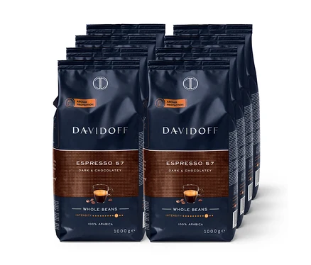 Kilka opakowań ziaren kawy Davidoff Espresso 57.