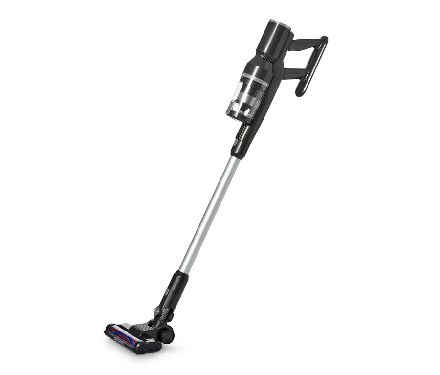 Czarny cyfrowy odkurzacz bezprzewodowy.