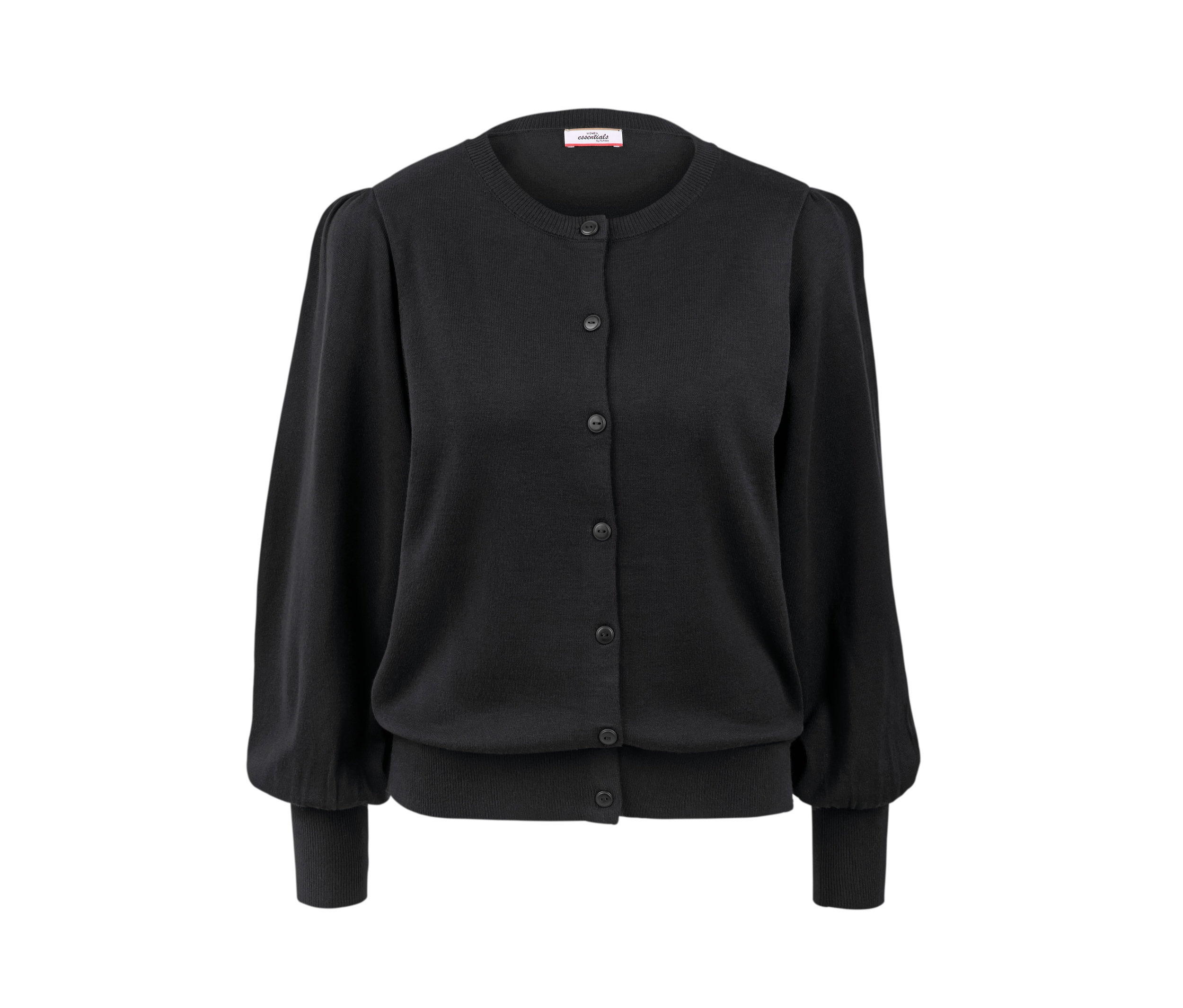 Tchibo - Sweter z delikatnej dzianiny z bufiastymi rękawami- czarny