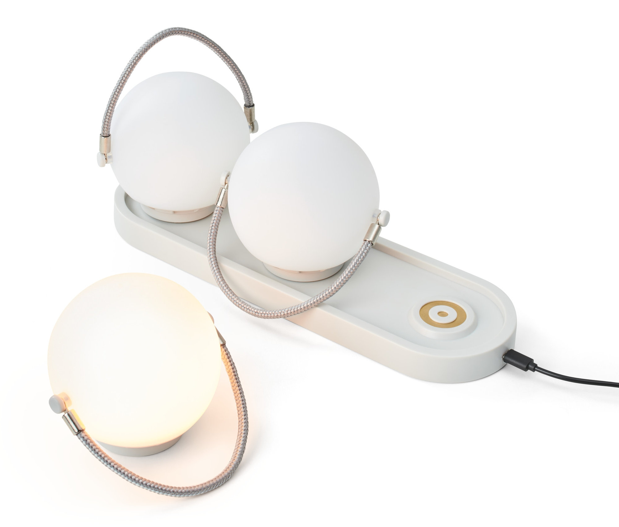 Tchibo - Akumulatorowe lampy stołowe - kolor: szary/biały