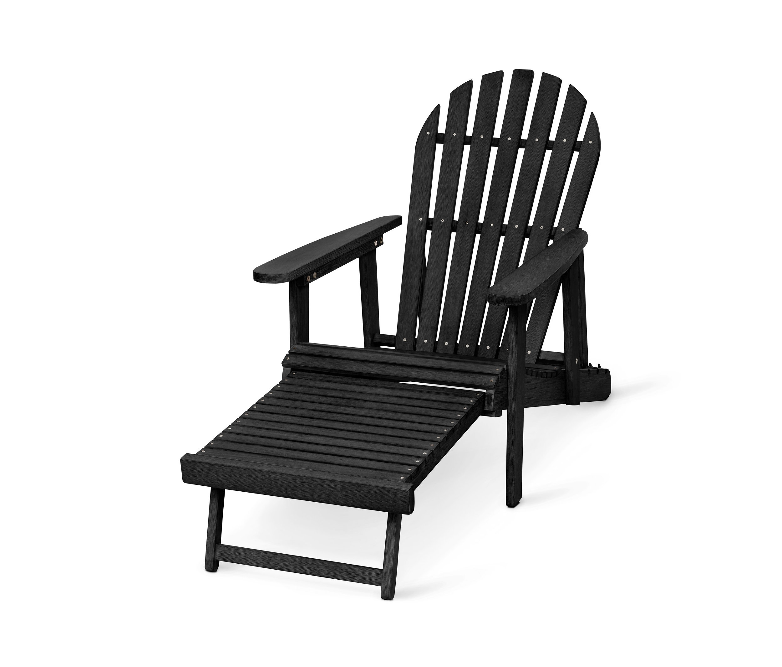 Tchibo - Krzesło ogrodowe Adirondack z wysuwanym podnóżkiem - kolor: czarny