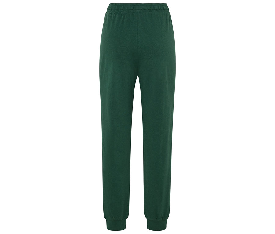 Zielone spodnie dresowe z elastyczną talią i mankietami.