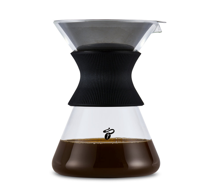 Szklana karafka BEEM Pour Over, 0,75 l z filtrem i kawą.