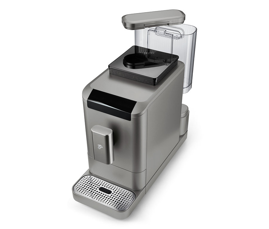 Szczegółowy widok automatycznego ekspresu do kawy »Esperto2 Caffè« w kolorze titanium silver.