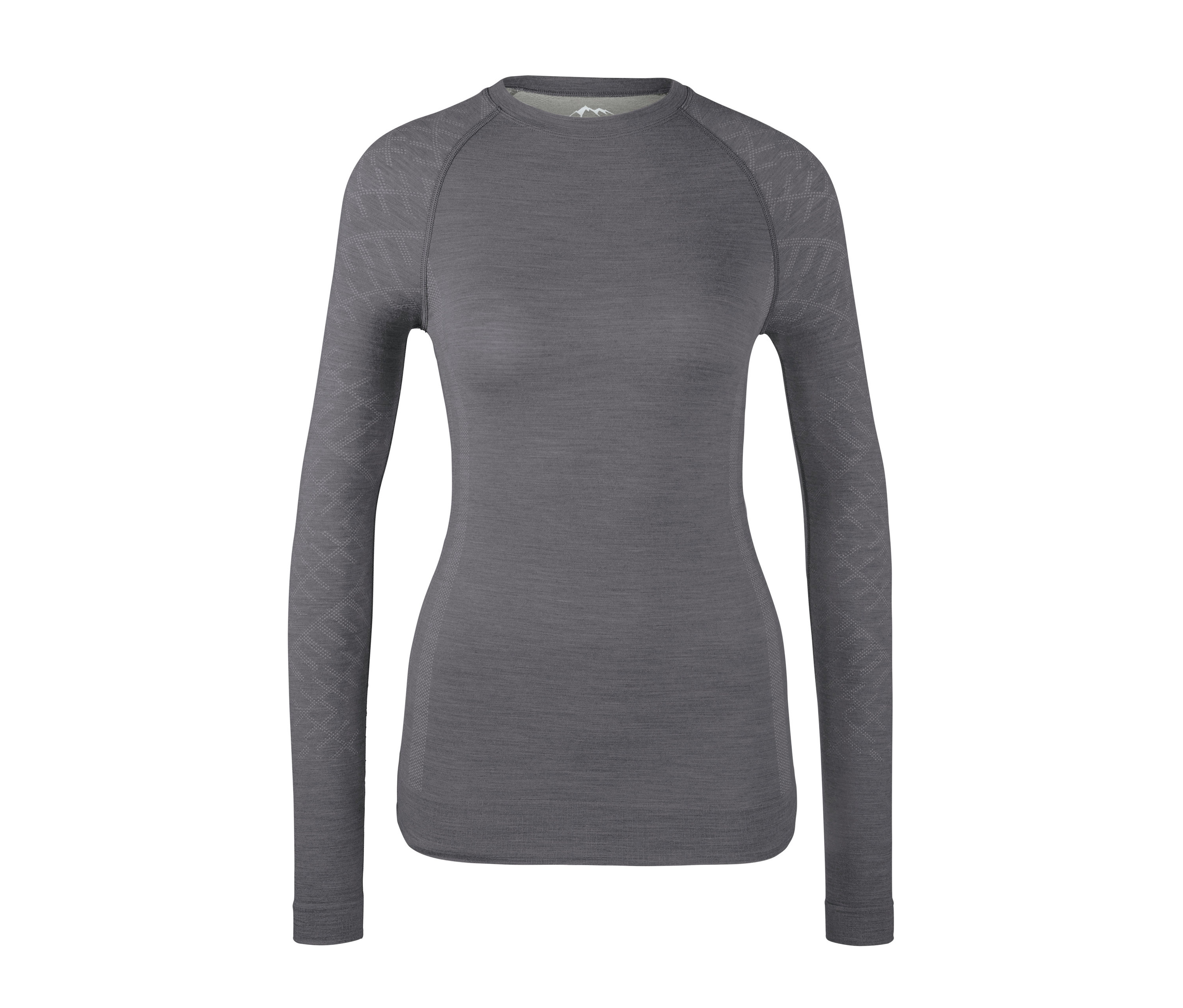 Szara damska bluza funkcyjna z długim rękawem i wełną merino.