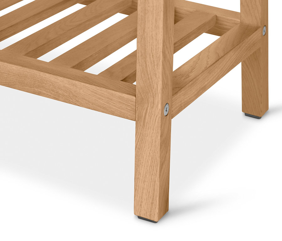 Detal ławki z półką.