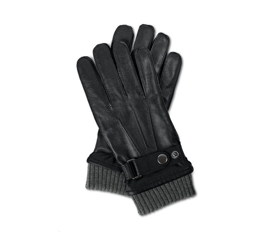Czarne rękawiczki skórzane.