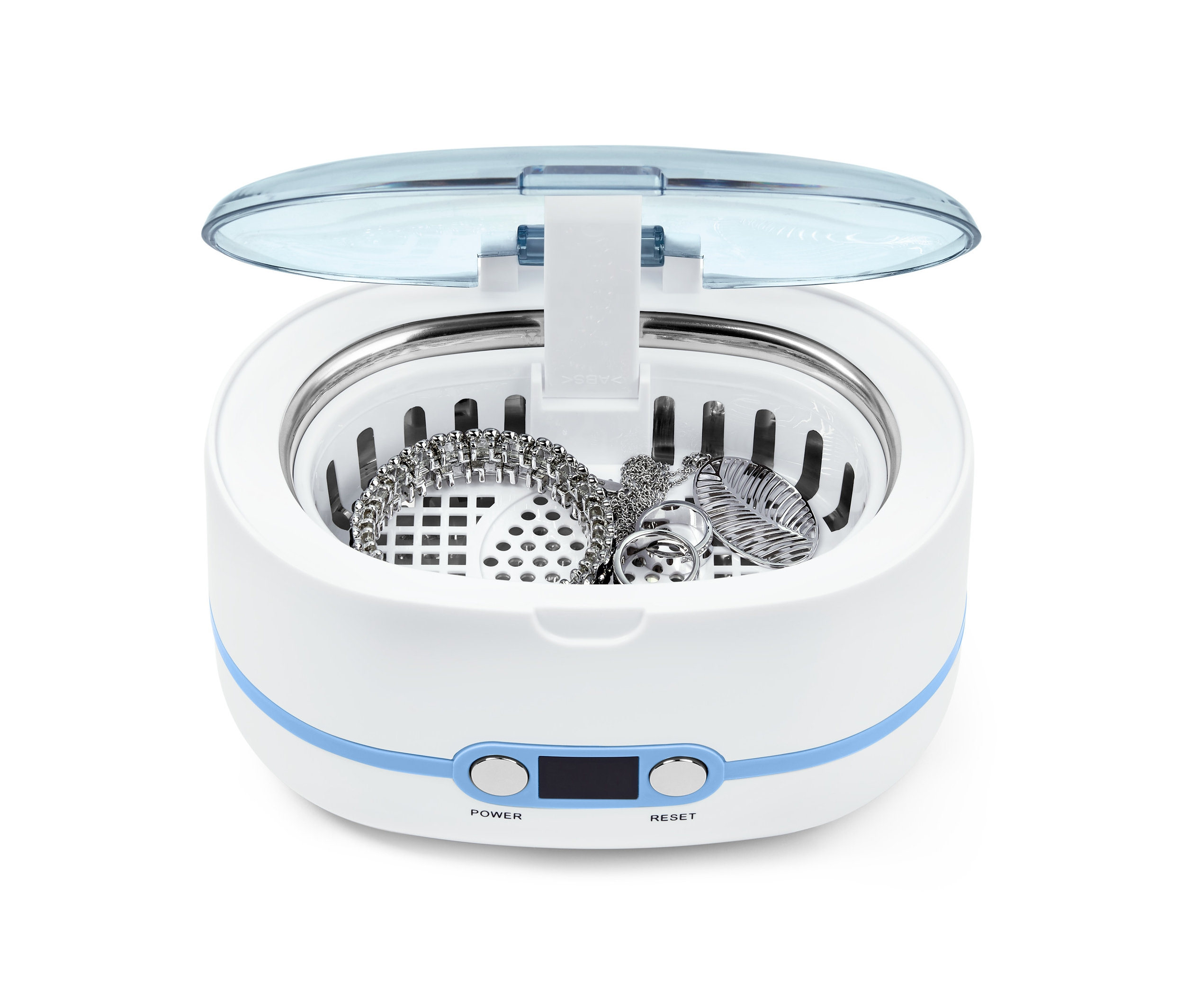 Biżuteria w ultradźwiękowym urządzeniu oczyszczającym.