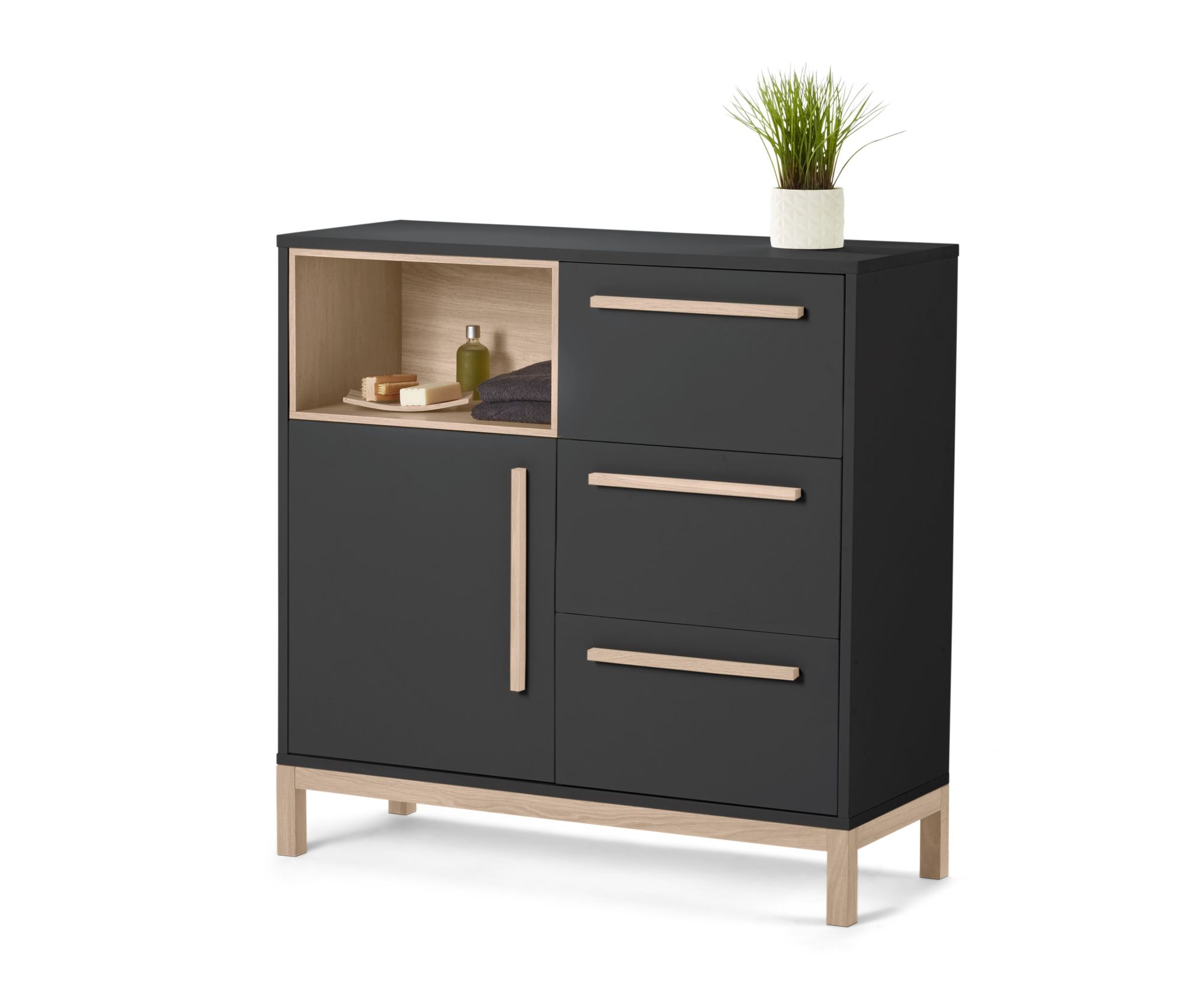 Tchibo - Szafka łazienkowa typu sideboard - kolor: brązowy/szary