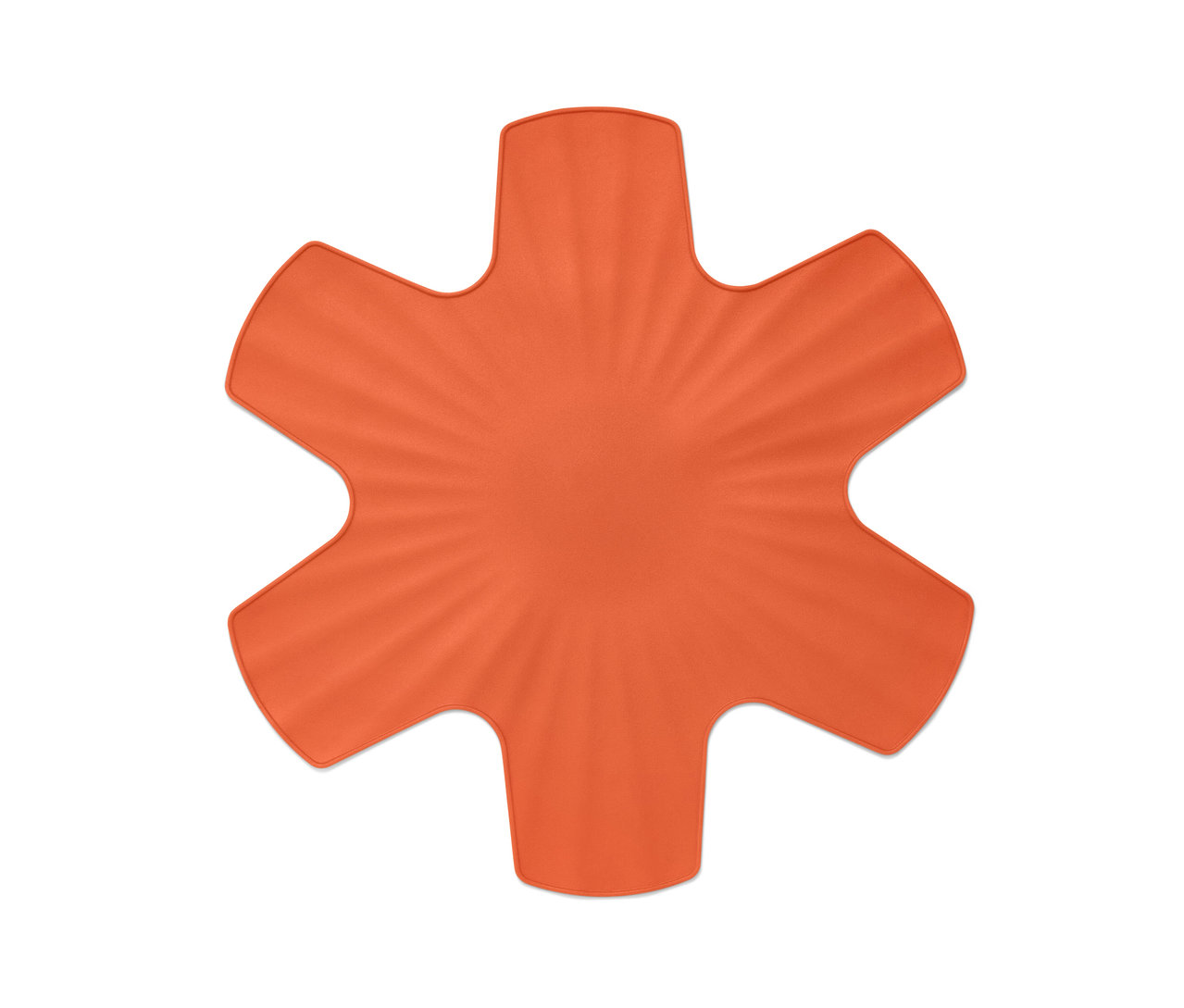 Pomarańczowa silikonowa wkładka ochronna do patelni, 3 sztuki, na białym tle.