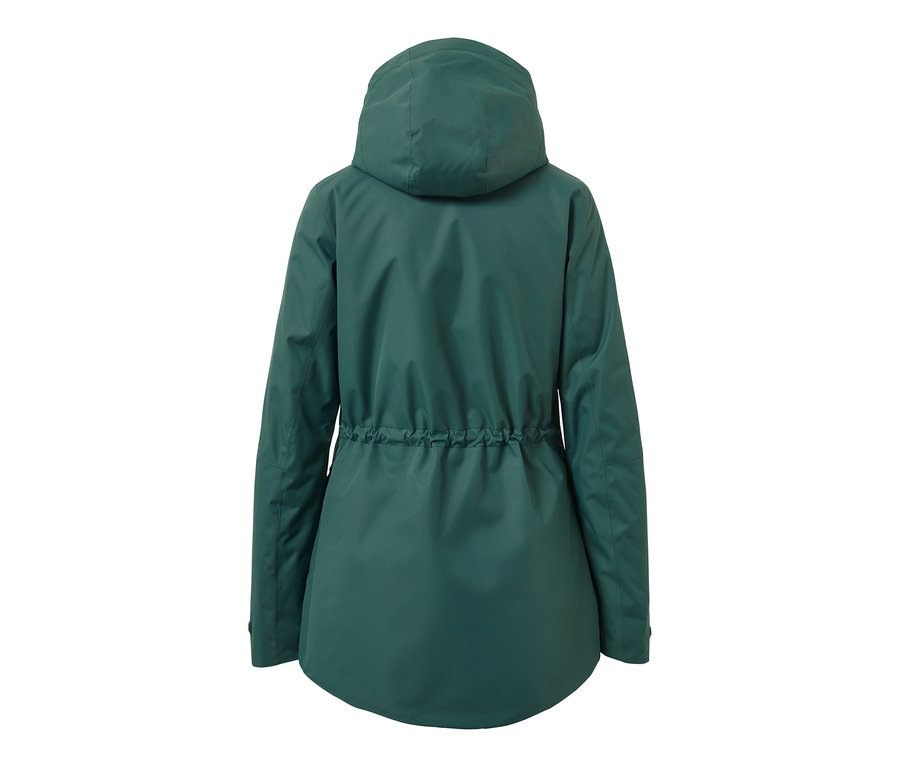 Widok z tyłu kurtki narciarskiej i snowboardowej.