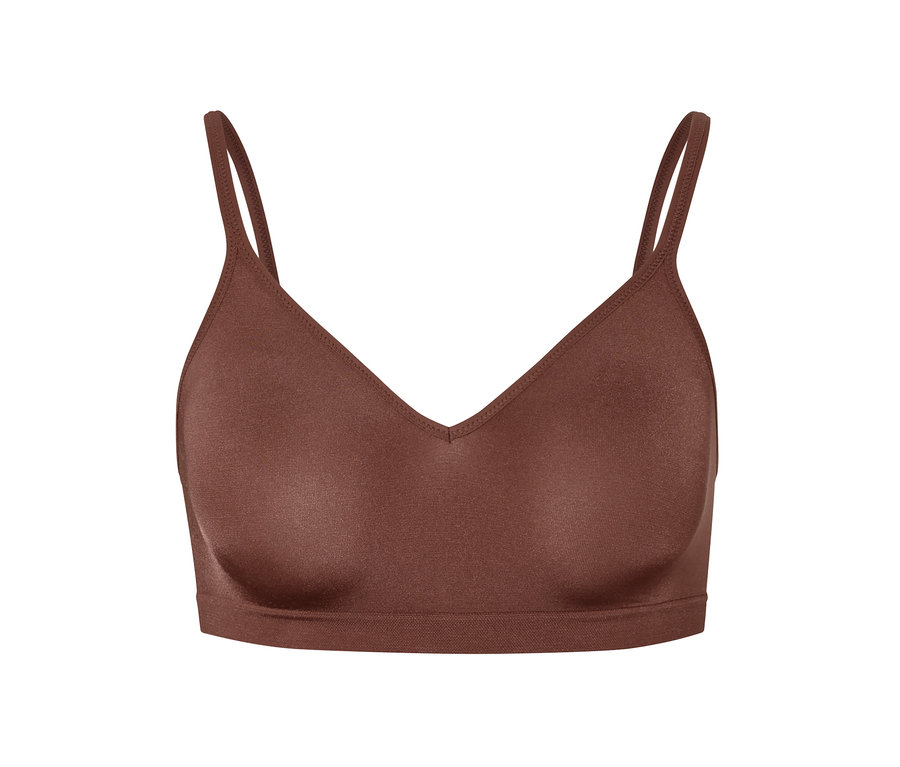 Kasztanowy miękki biustonosz bezszwowy.