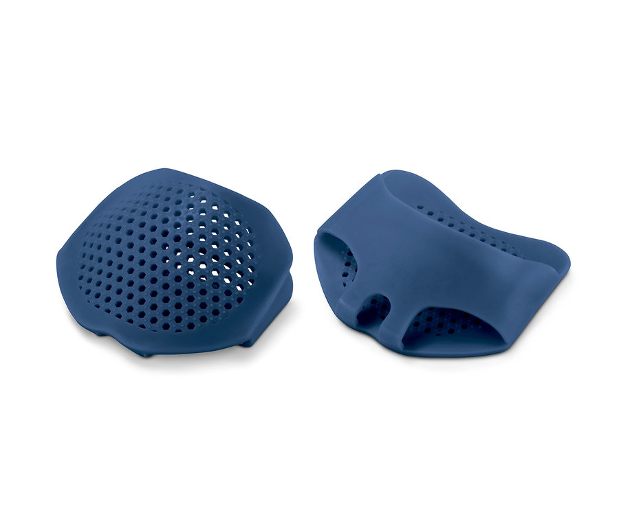 Dwie niebieskie poduszki na haluksy.