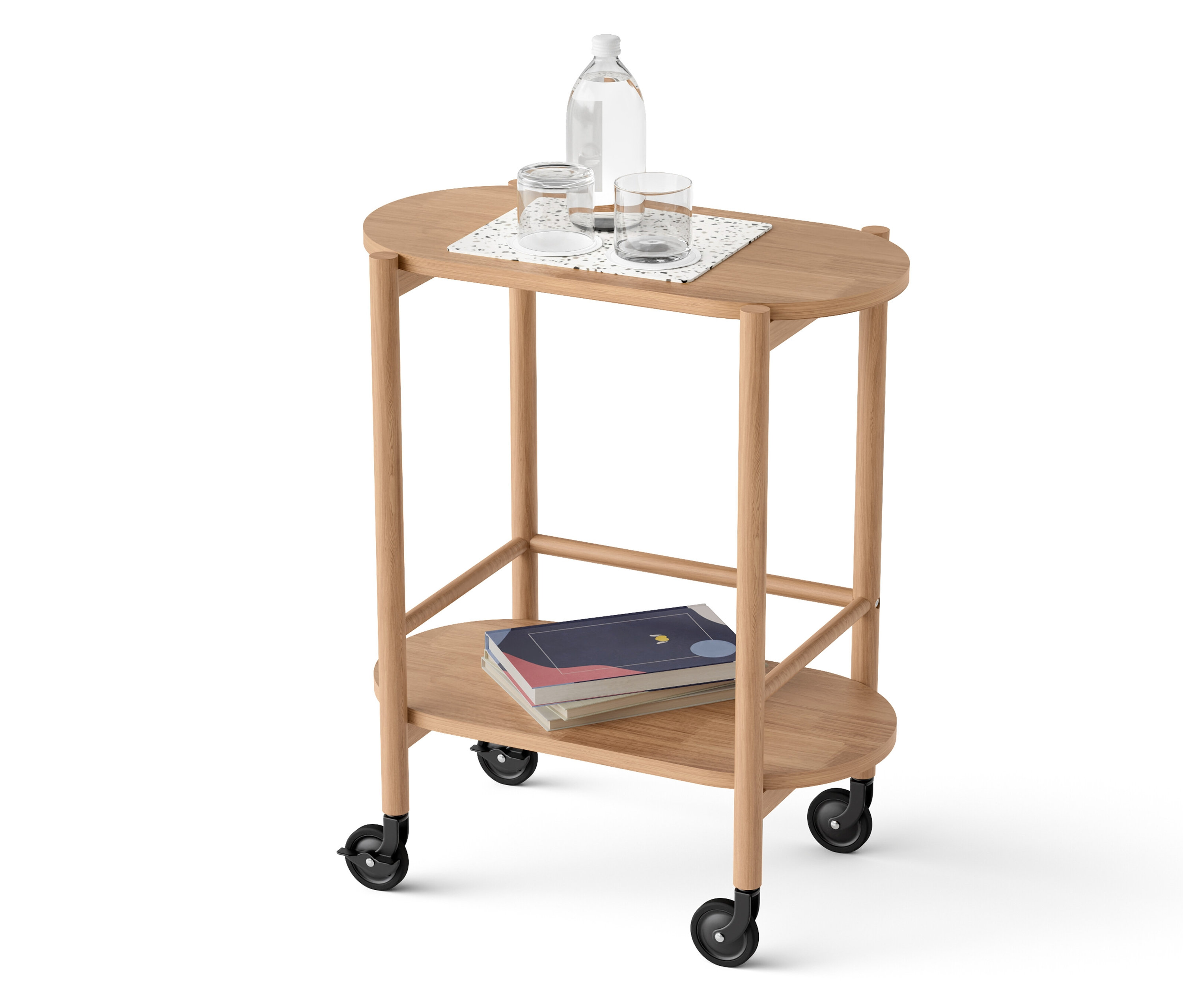 Tchibo - Wózek barowy z litego drewna z 2 półkami - kolor: brązowy