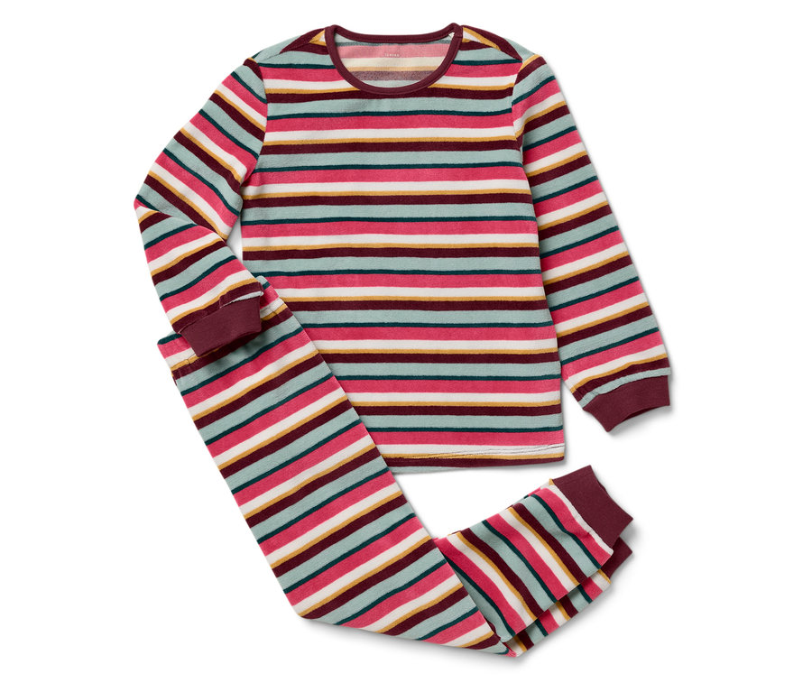 Pasiasta piżama z długim rękawem i spodniami.