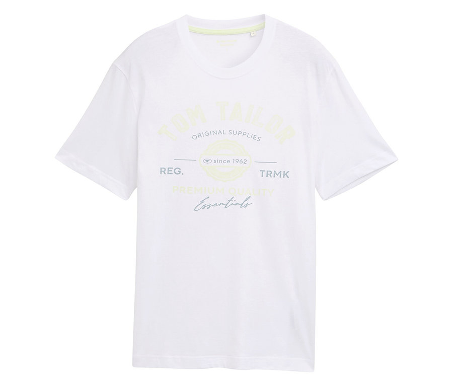Biały T-shirt z nadrukiem "Tom Tailor Original Supplies" i rokiem założenia 1962.