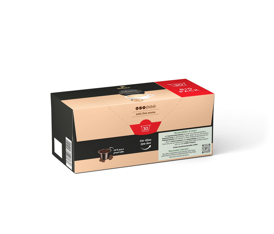 Paczka Cafissimo Decaffeinato z 30 kapsułkami.