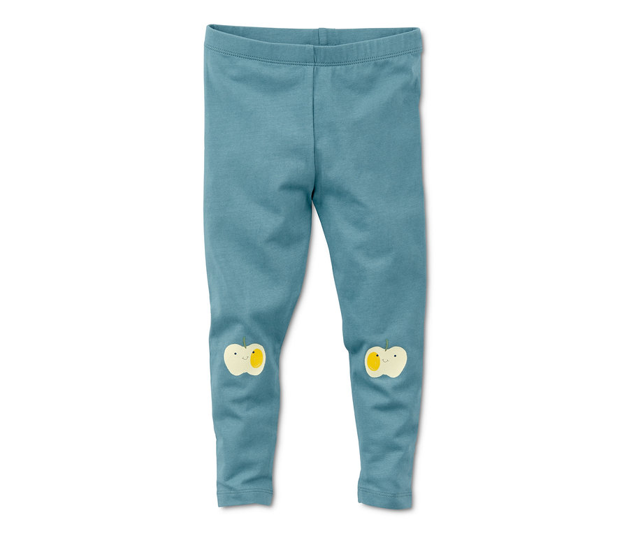 Jasnoniebieskie legginsy z naszywkami jabłek na kolanach, 2 pary
