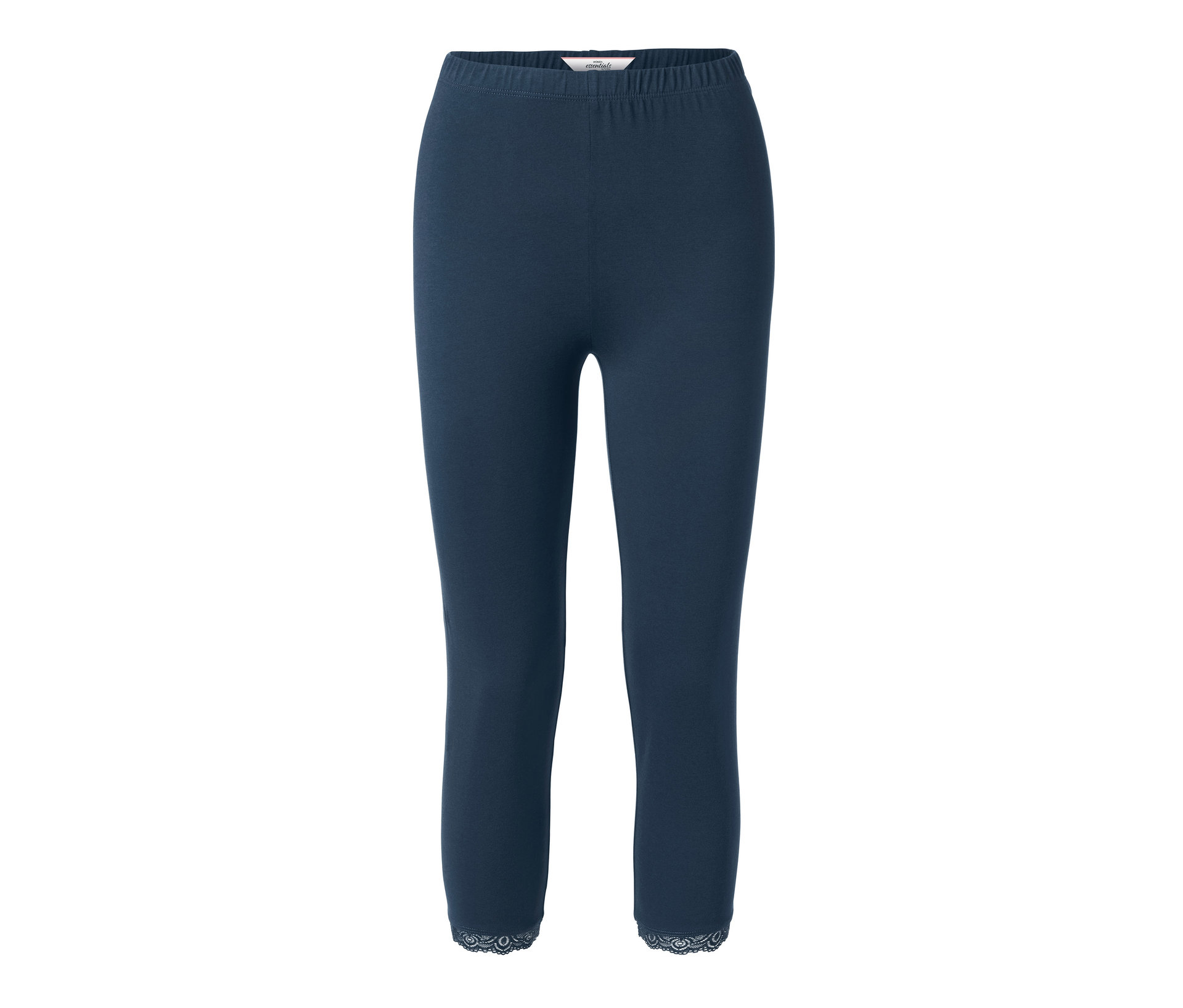 Tchibo - Legginsy o długości 3/4 z koronkowym brzegiem- niebieski