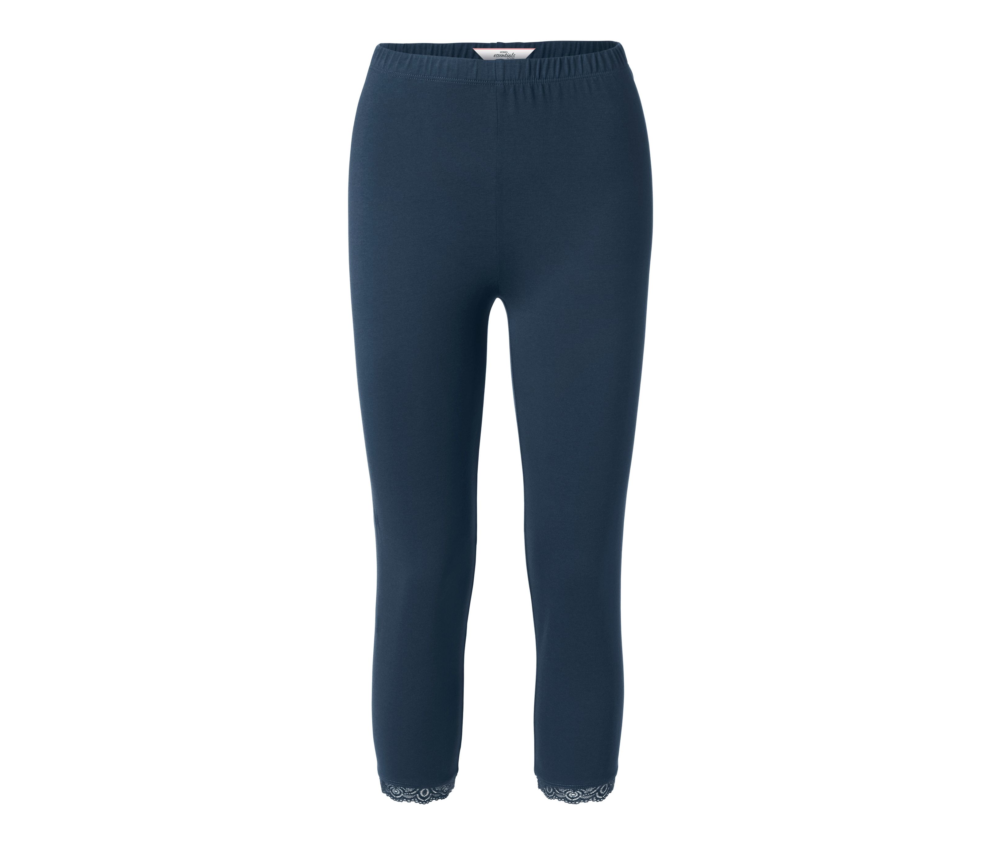 Tchibo - Legginsy o długości 3/4 z koronkowym brzegiem, niebieski