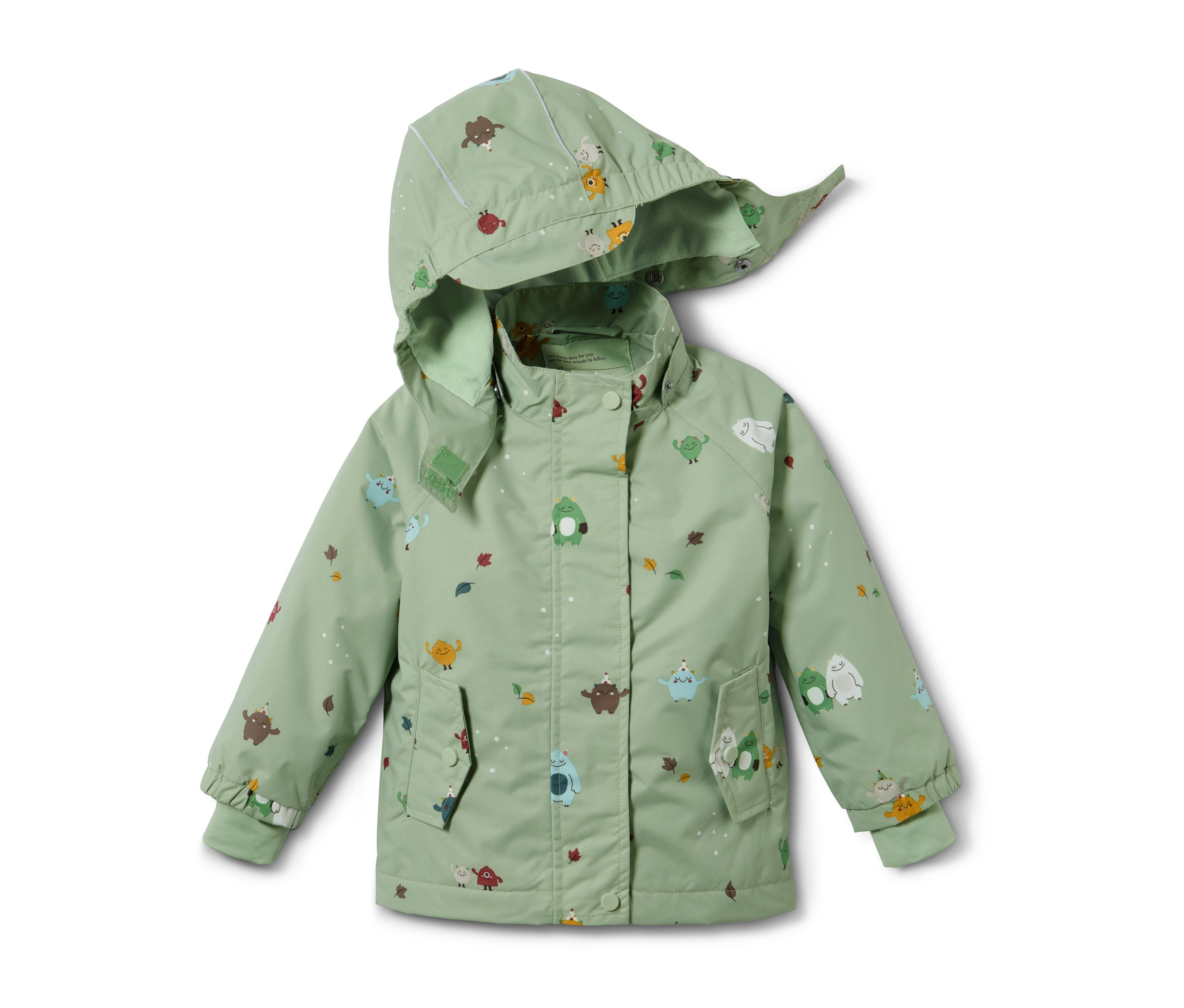 Tchibo - Termoaktywna kurtka przeciwdeszczowa ze wzorem w potwory, zielony/z nadrukiem