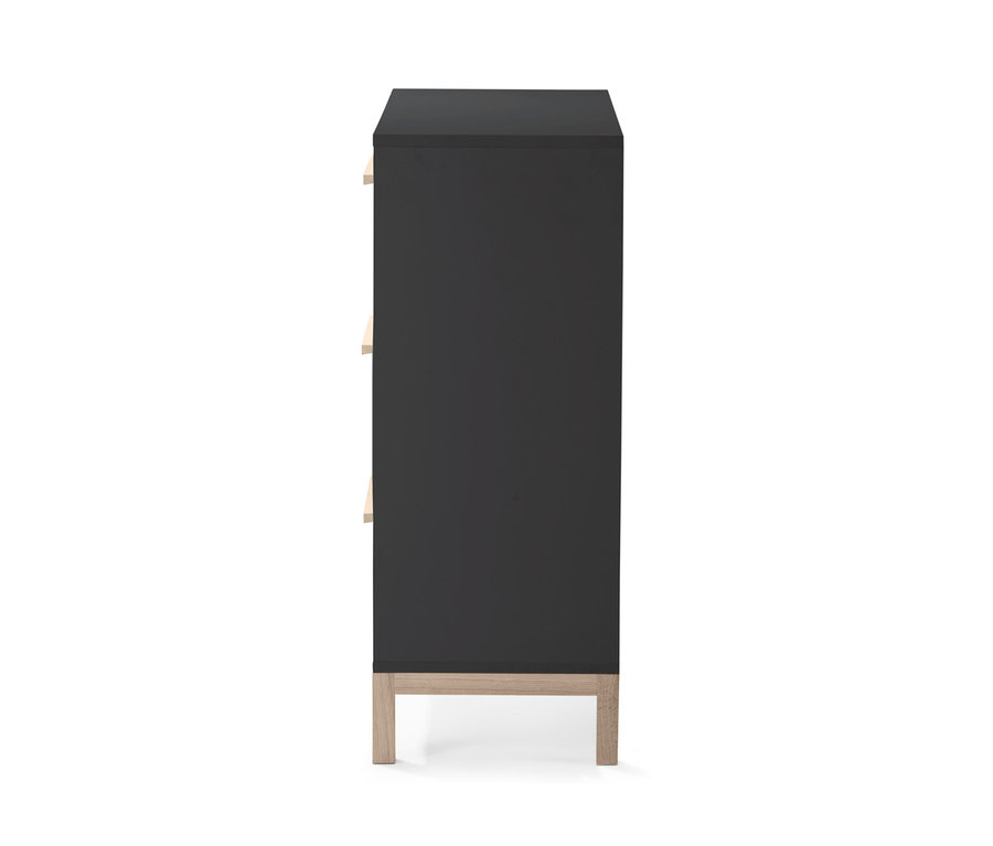 Boczny widok na szafkę łazienkową typu sideboard Eklund w kolorze antracytowym.