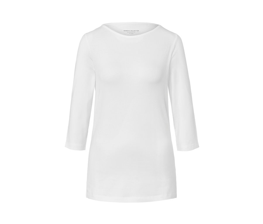 Biała bluzka z rękawami o długości 3/4.