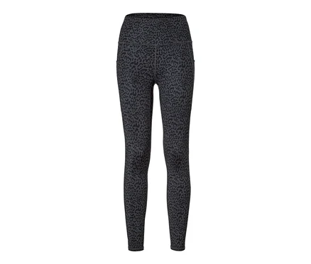 Szaro-czarne legginsy sportowe.