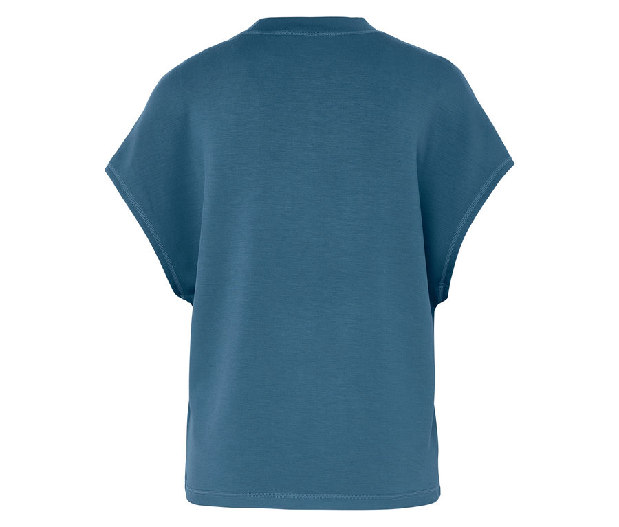 Niebieska koszulka z krótkim rękawem, widok z tyłu.