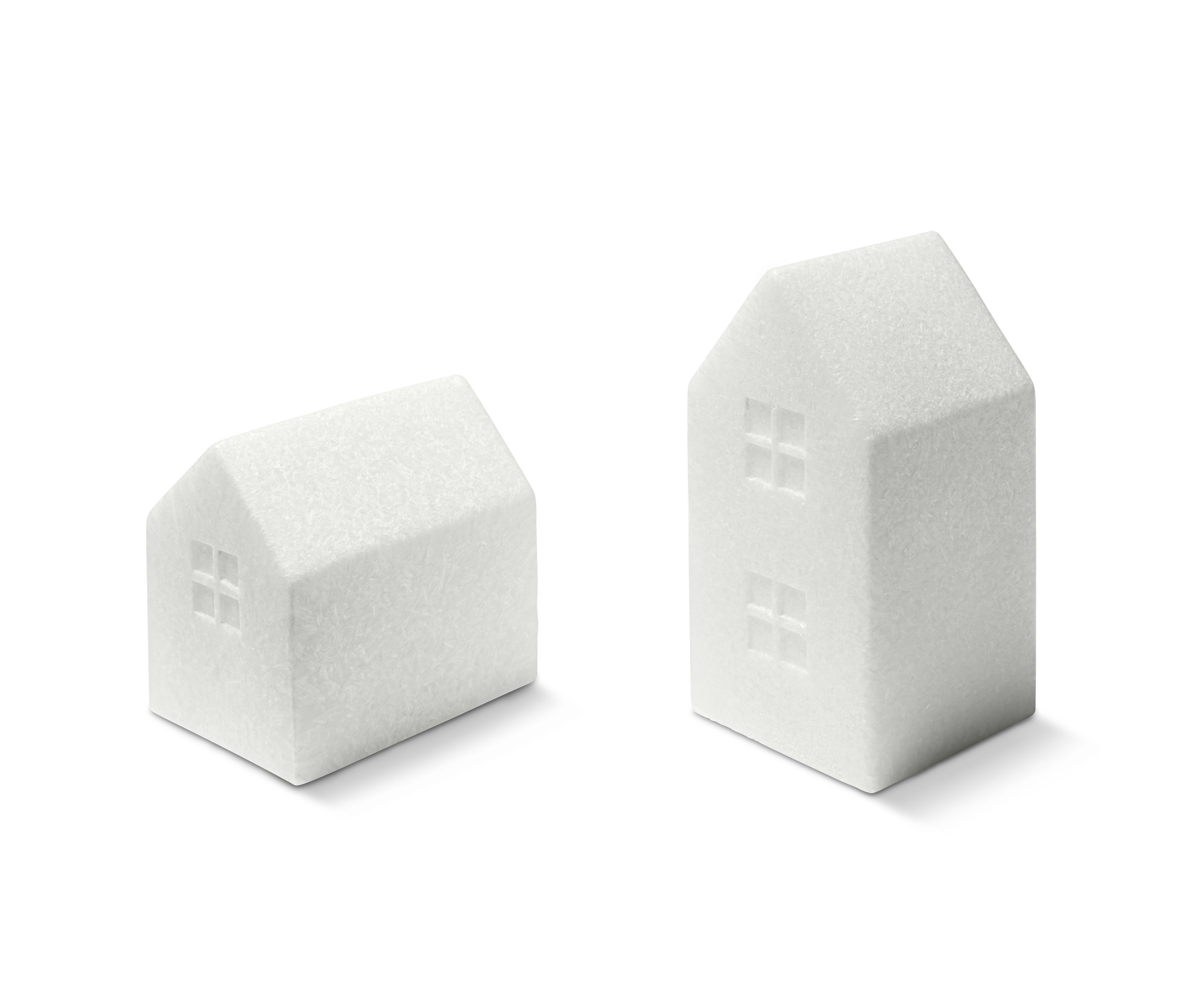 Dwa białe domki LED z prawdziwego wosku.