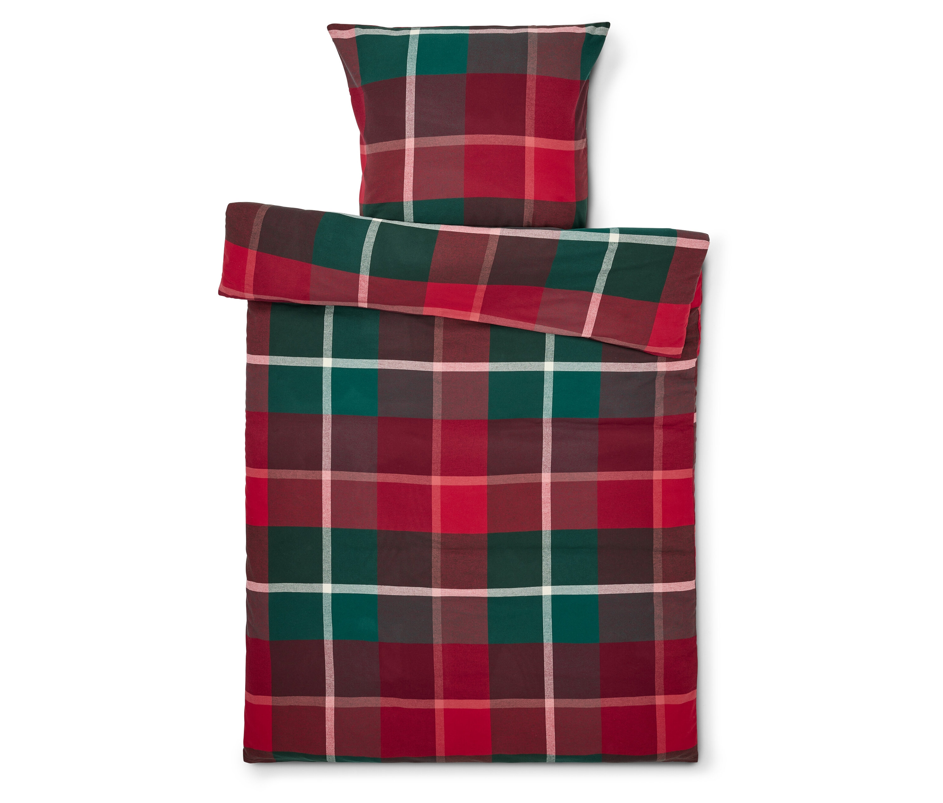 Tchibo - Pościel z flaneli - kolor: czerwony/zielony
