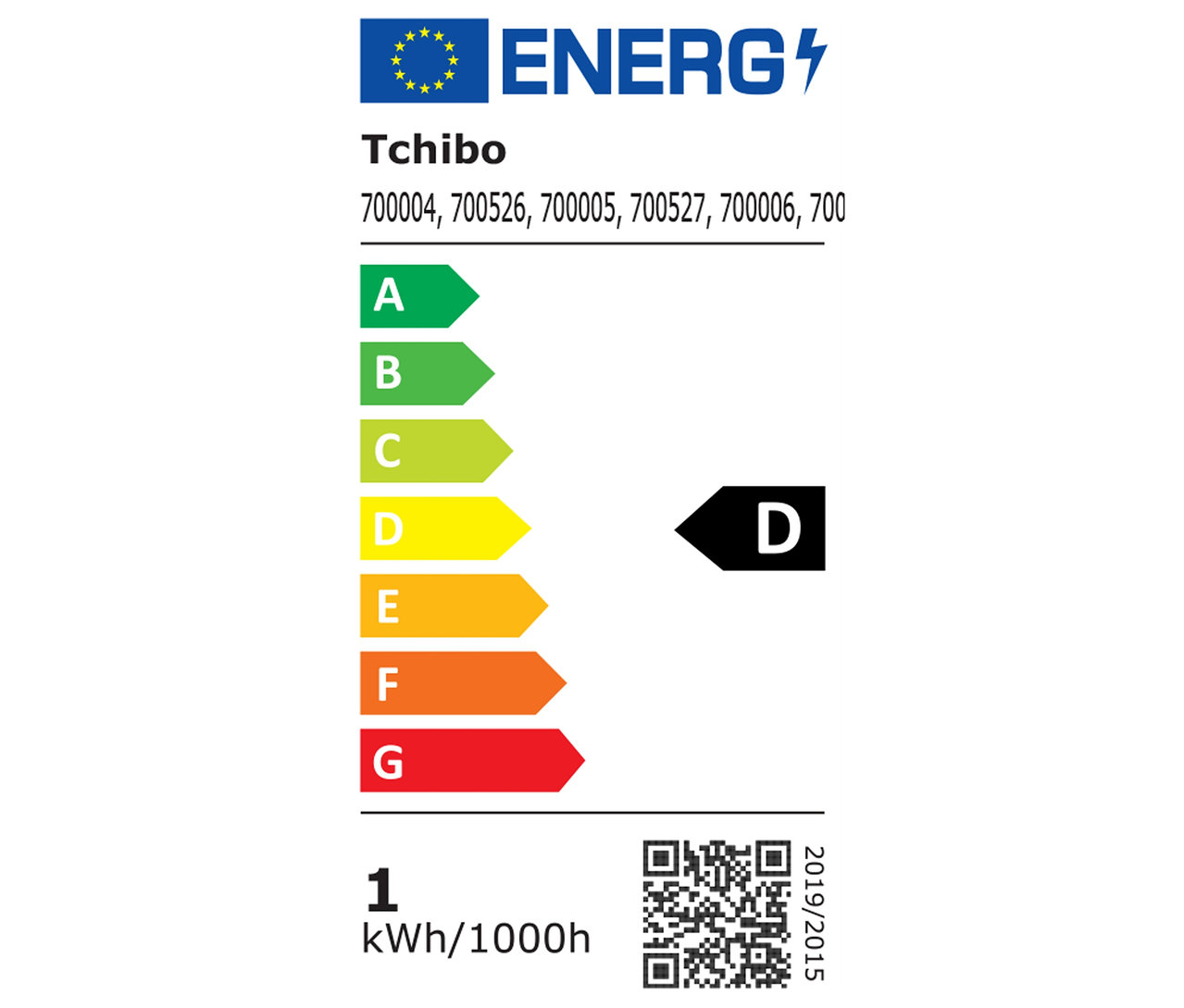 Etykieta energetyczna z klasą efektywności energetycznej D.