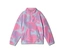 Różowy, fioletowy i jasnoniebieski polarowy pulower tie-dye z zamkiem błyskawicznym do połowy i przednią kieszenią kangurką.