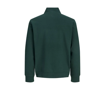 Ciemnozielona bluza Jack&Jones Troyer Soho z kołnierzykiem i zamkiem 1/4, widok z tyłu.