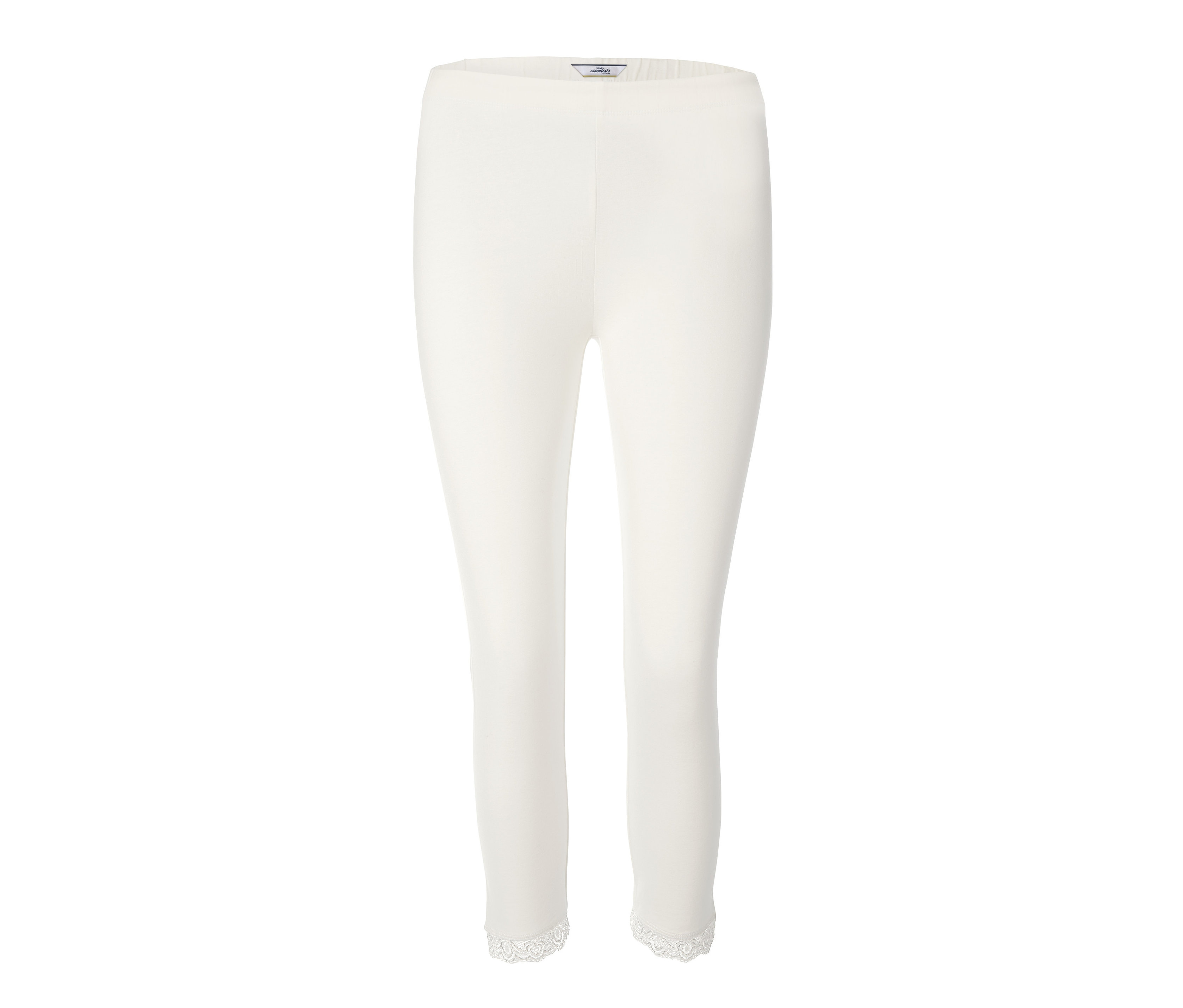 Tchibo - Damskie legginsy o długości 3/4 z koronkowym obszyciem, biały