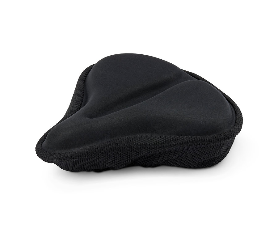 Czarny pokrowiec na siodełko z pianki memory.