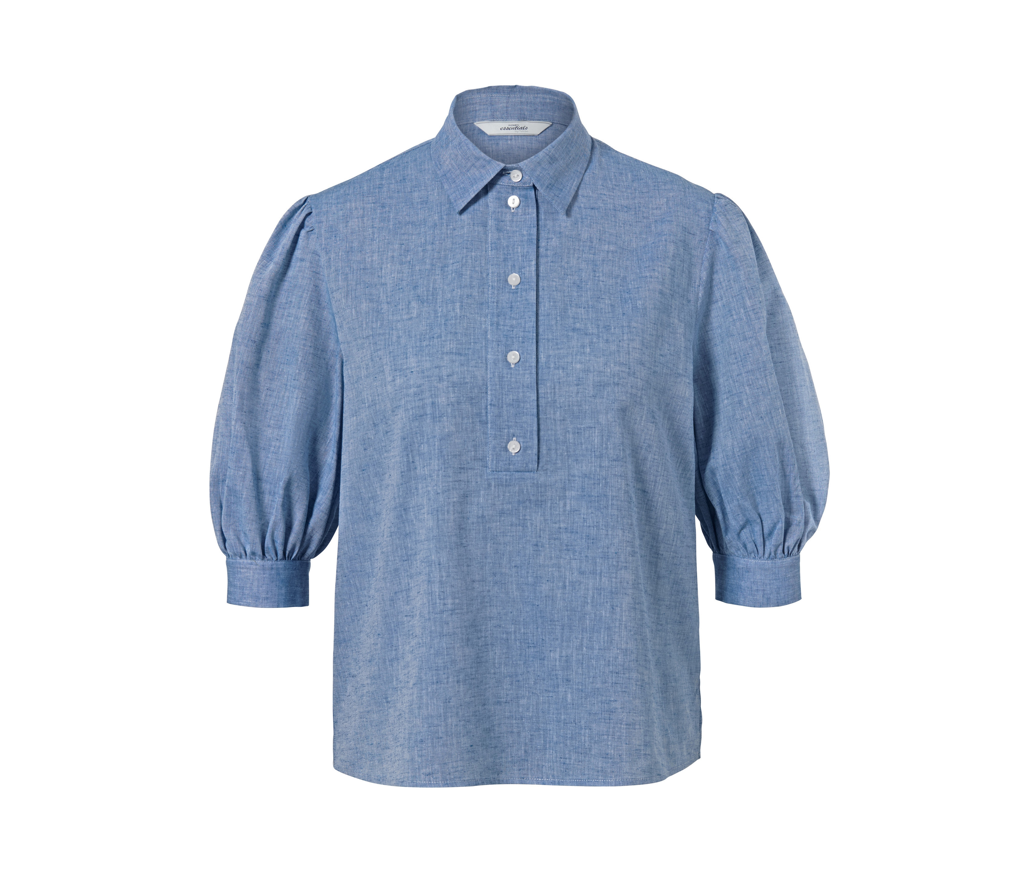 Tchibo - Bluzka koszulowa stylizowana na lnianą- niebieski