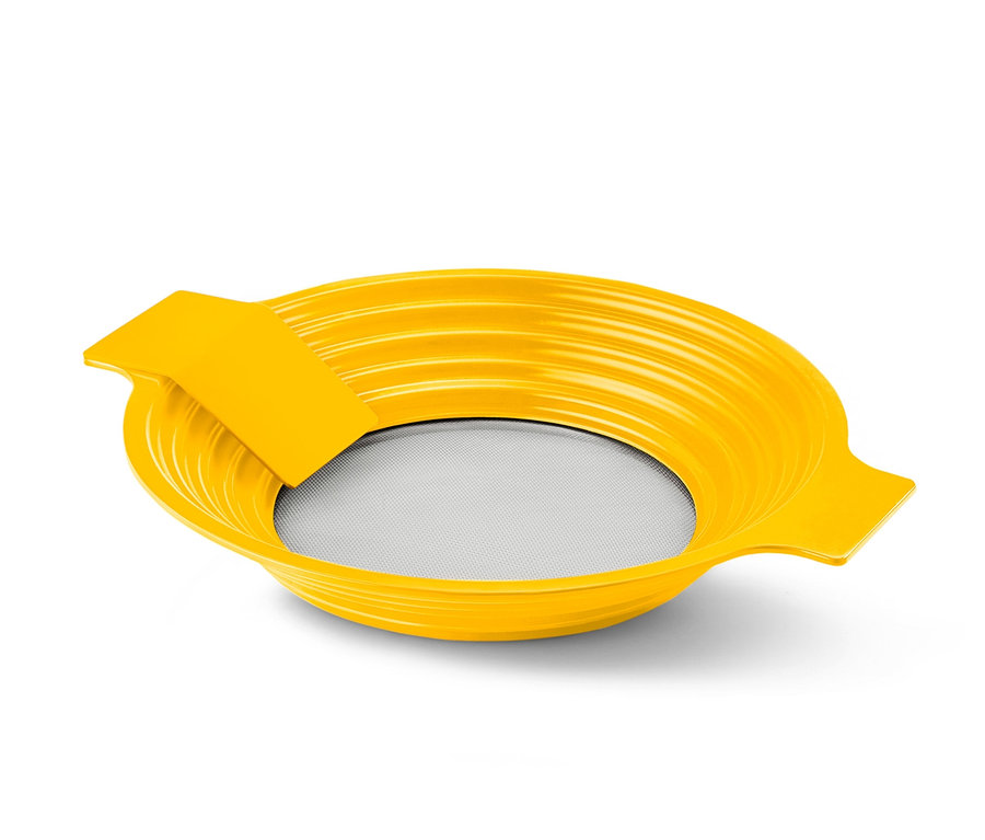 Żółte sitko do przesiewania mąki i przecierania 2 w 1.