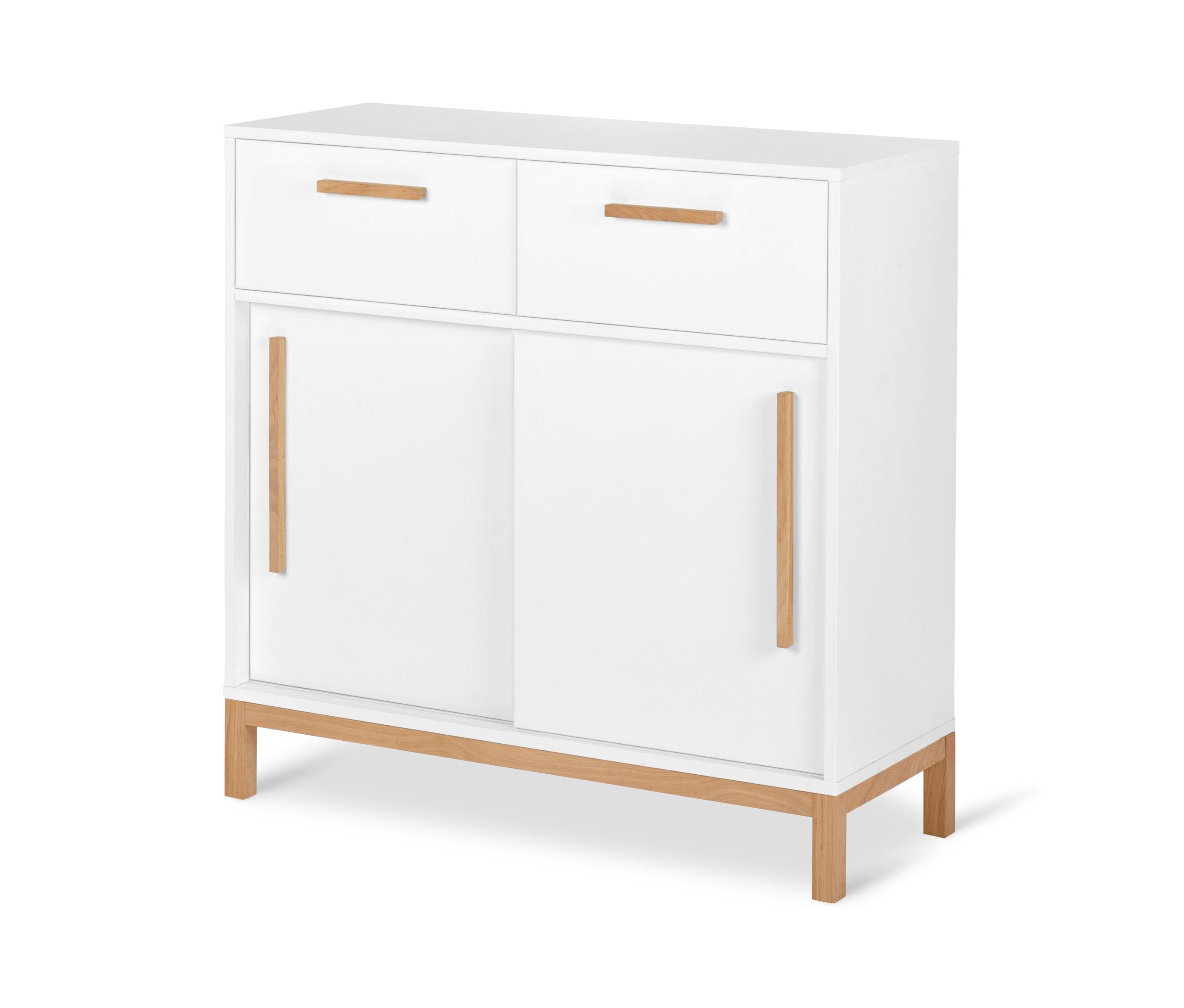 Tchibo - Szafka typu sideboard „Eklund” z dwoma szufladami i drzwiami przesuwnymi - kolor: brązowy/biały