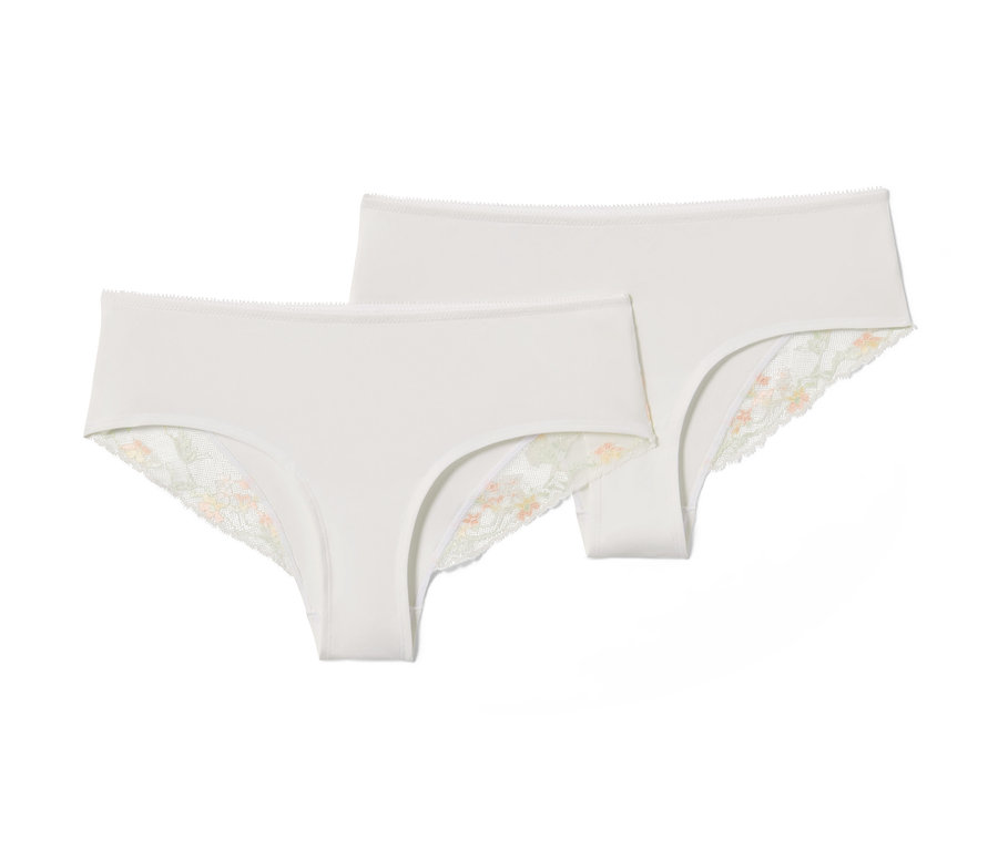 Dwie pary białych fig biodrówek.