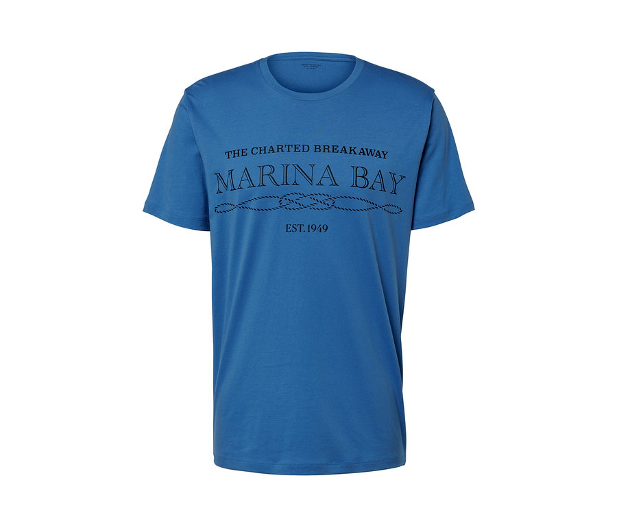 Niebieska koszulka z napisem MARINA BAY.