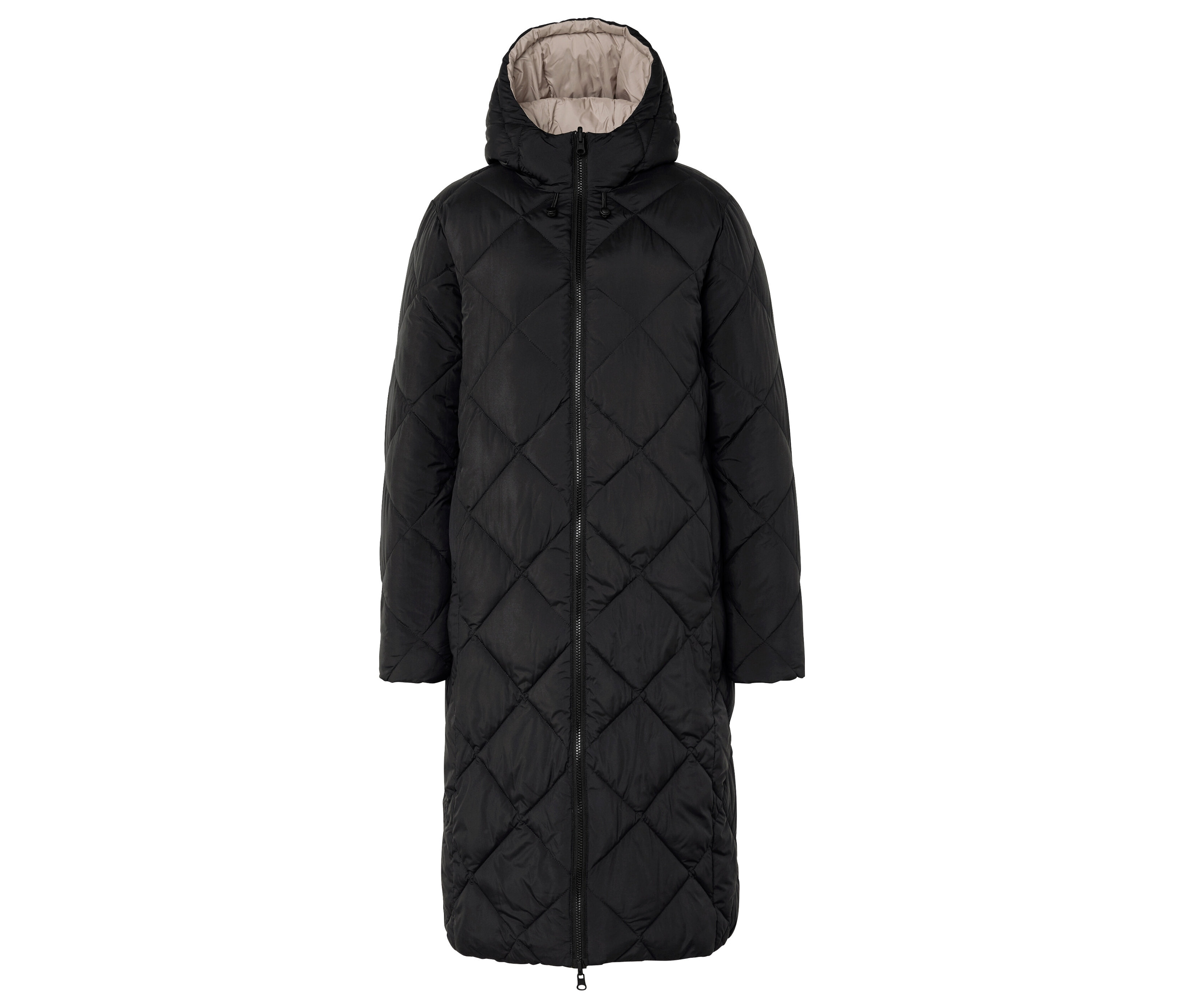 Tchibo - Dwustronny pikowany płaszcz, czarny/beżowy