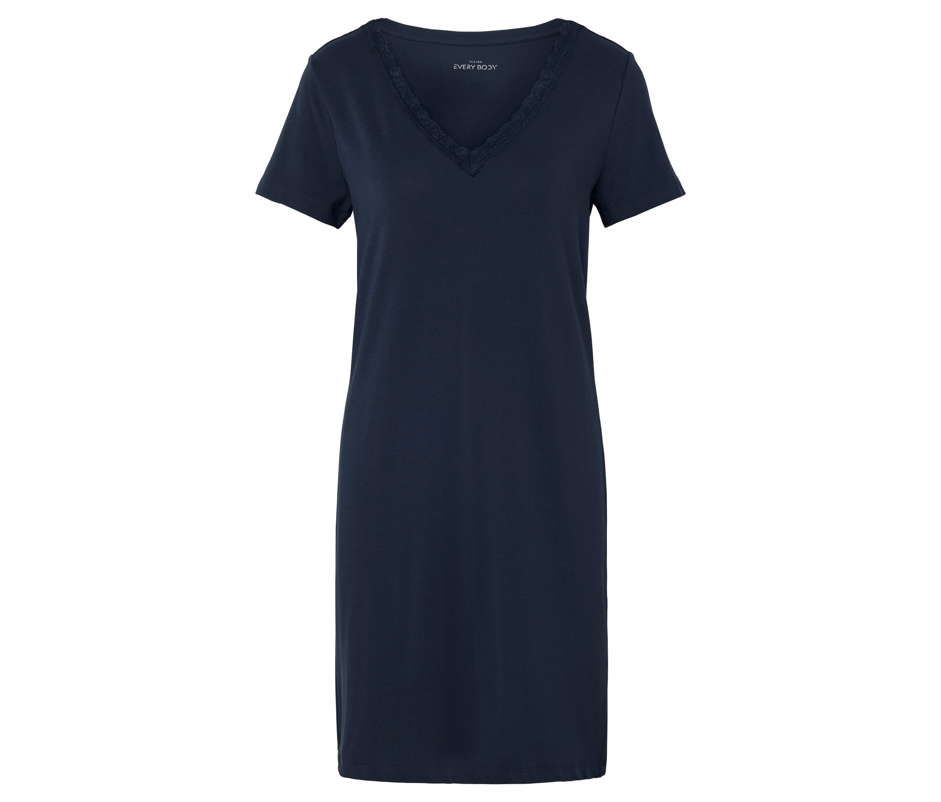 Tchibo - Koszula nocna z wykończeniami z koronki- niebieski