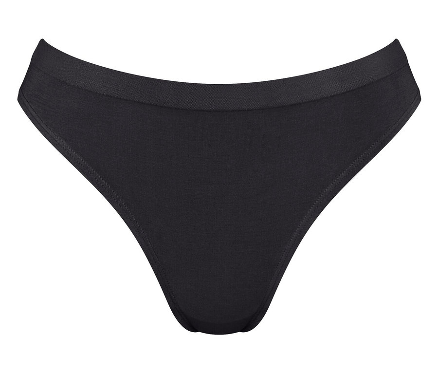 Czarne damskie figi na białym tle.