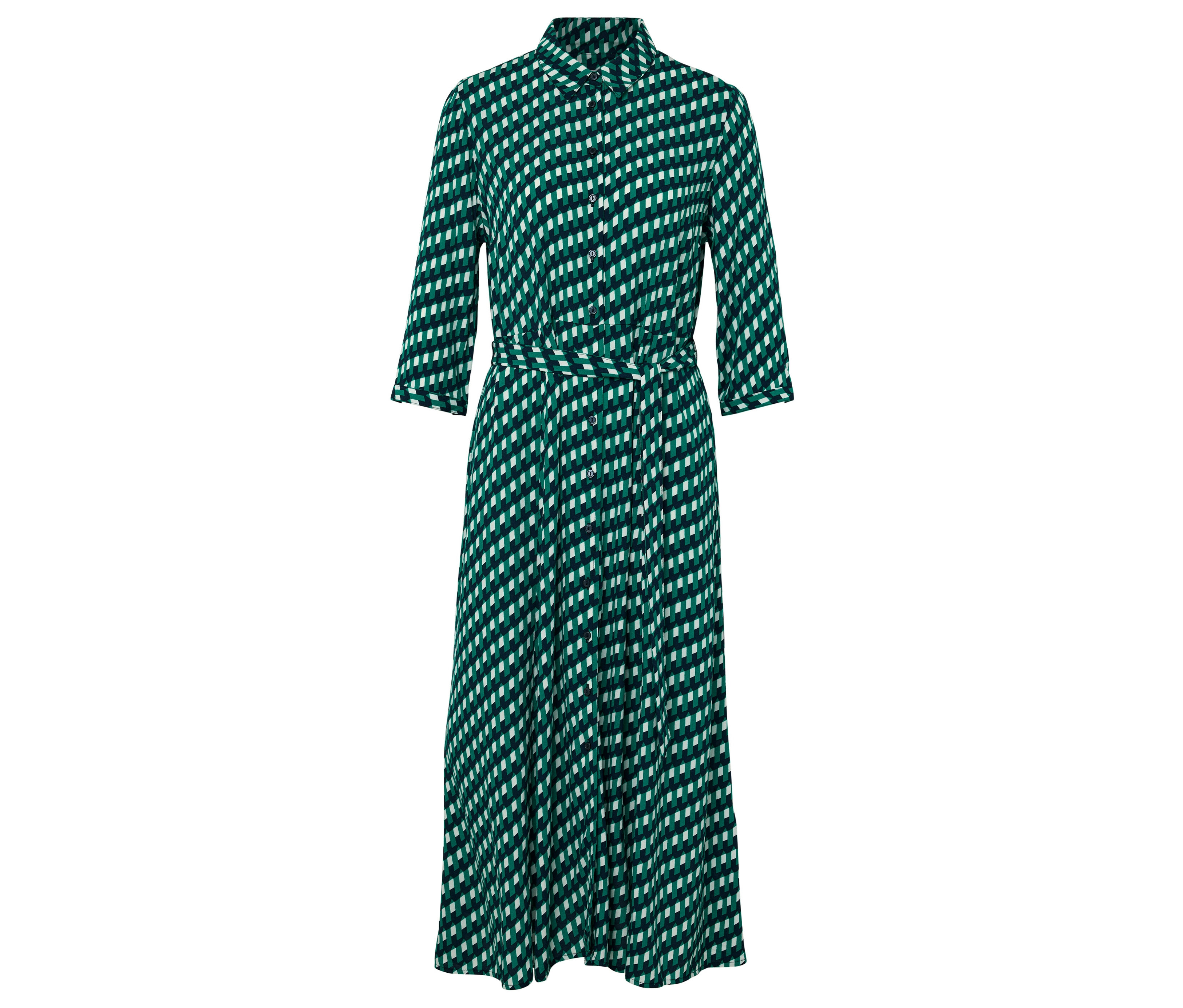 Tchibo - Wzorzysta sukienka koszulowa- zielony/niebieski/z nadrukiem