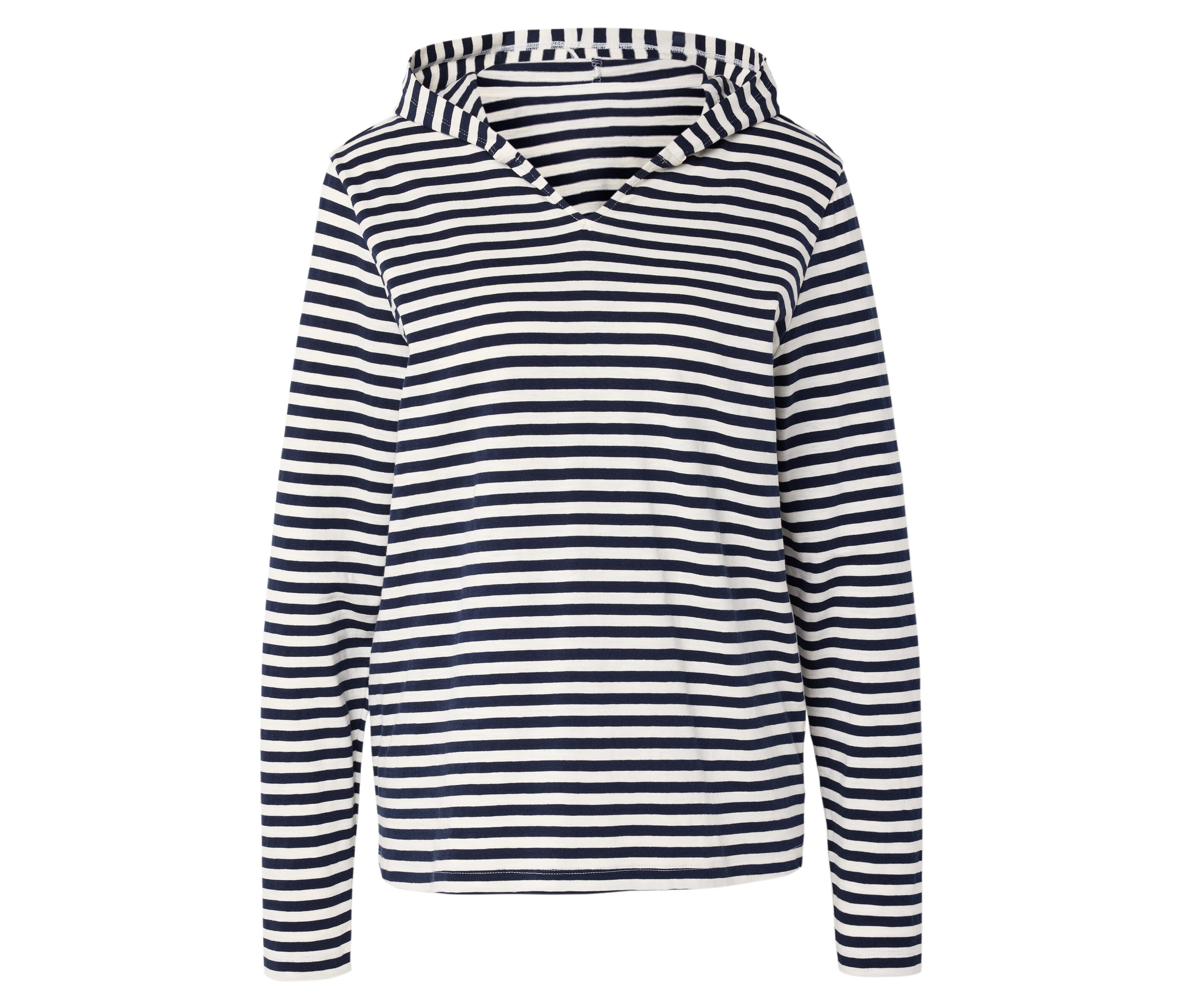 Tchibo - Dżersejowa bluza z kapturem- biały/niebieski/w paski