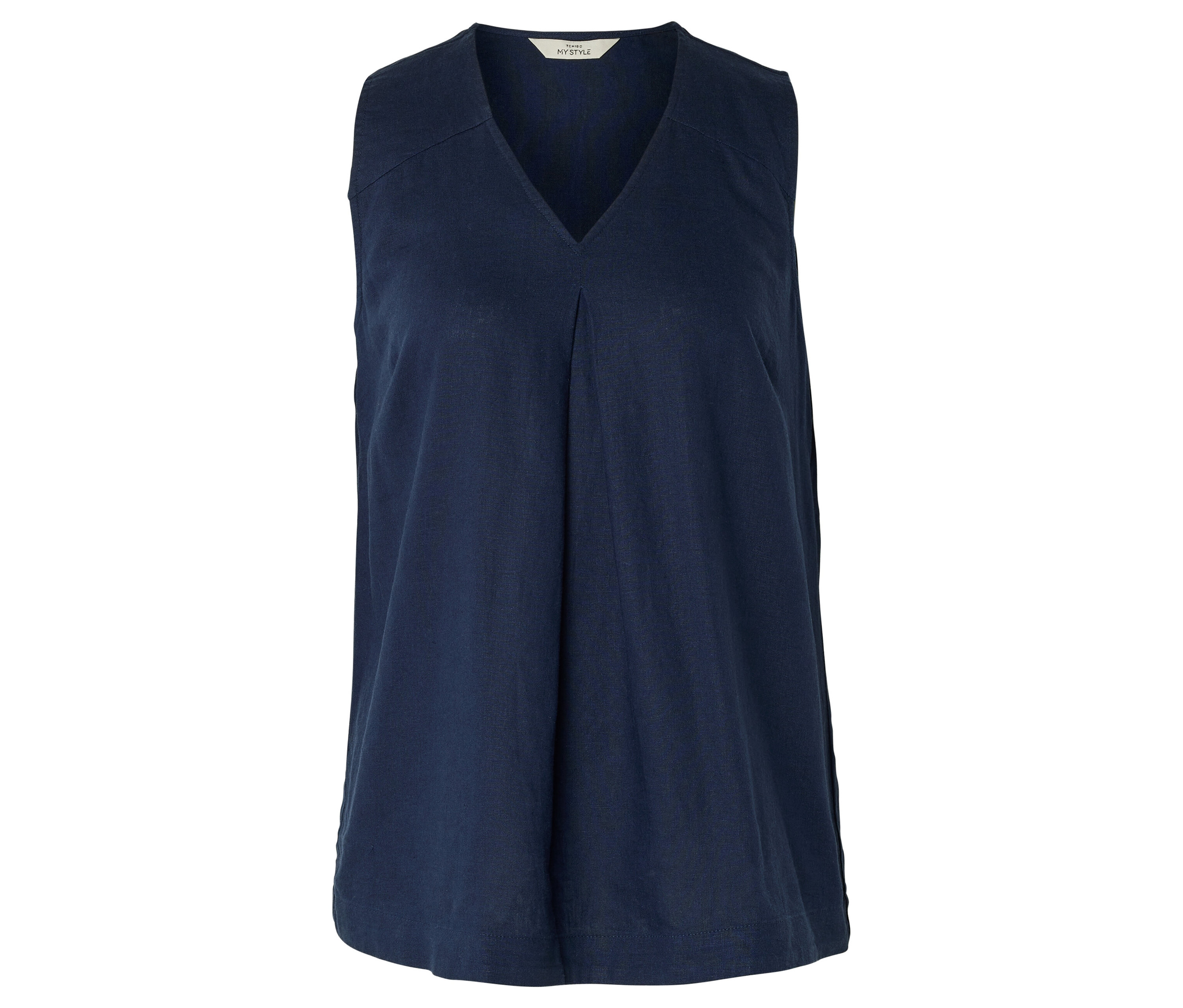 Tchibo - Lniana bluzka bez rękawów- niebieski