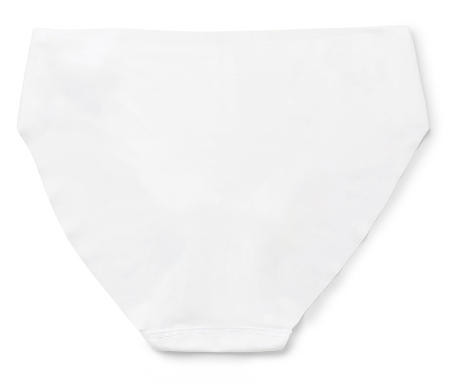 Białe damskie figi na białym tle.