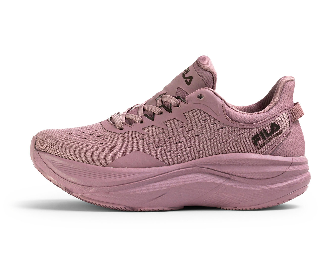 Pojedynczy damski but sportowy FILA Retron w kolorze mauve shadow, sfotografowany z boku.